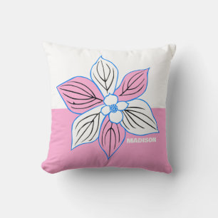 Coussin Fleur rose et blanche