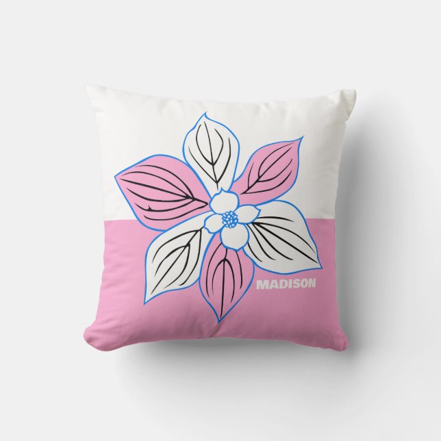 Coussin Fleur rose et blanche (Recto)