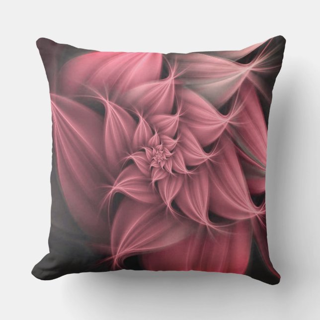 Coussin Fleur rose impressionnant Fractale (Recto)