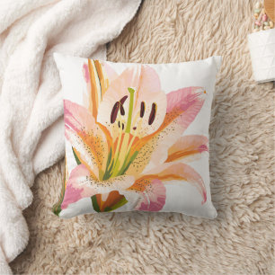 Coussin Fleur Rose Lily Belle Peinture