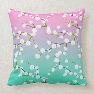 Coussin Fleur rose moderne de cherrie d'ombre d'aqua