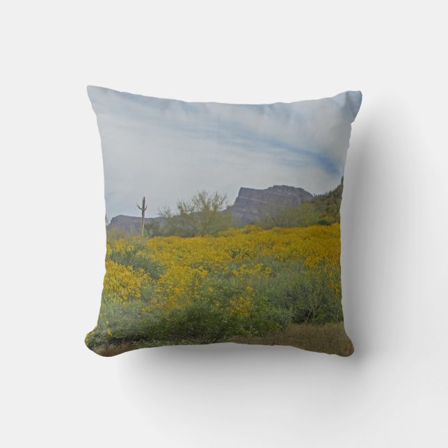 Coussin Fleur sauvage Arizona Désert Fleur Jaune Sud-Ouest (Recto)