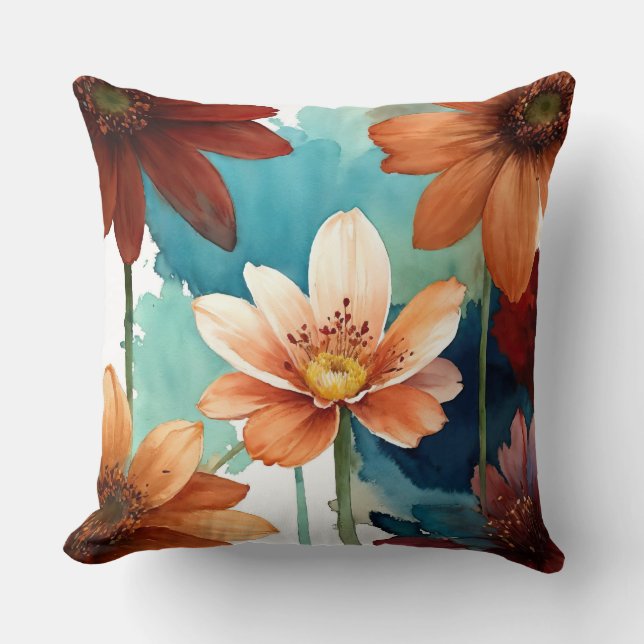 Coussin Fleur sauvage Boho abstrait (Recto)