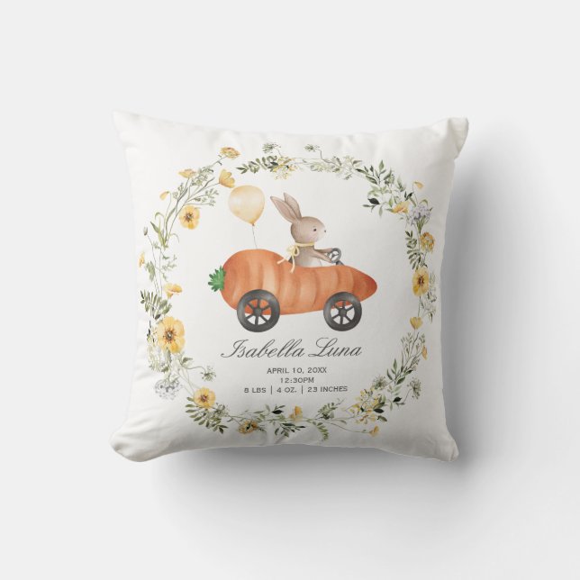Coussin Fleur sauvage de printemps lapin lapin nouveau-né  (Recto)
