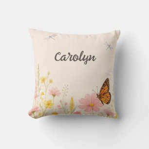 Coussin Fleur sauvage et libellule Baby Girl Nursery