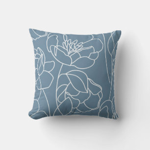 Coussin Fleur sauvage moderne bleu blanc