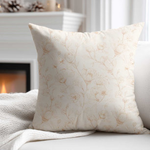 Coussin Fleur Sauvage Neutre Minimaliste