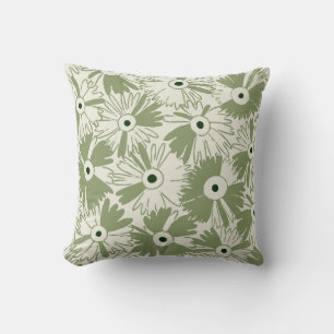 Coussin Fleur Sauvage Rétro & Grille de Diamants Réversibl