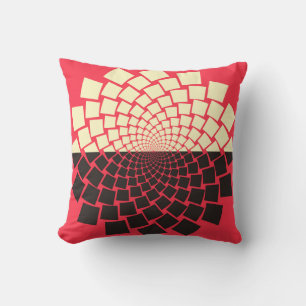 Coussin Fleur stylisée : noir rouge ivoire