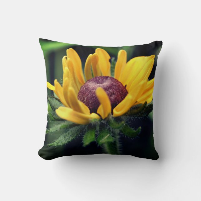 Coussin Fleur Susan aux yeux noirs se dépliant (Recto)