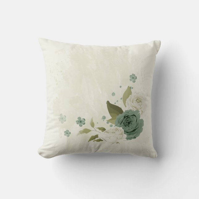 Coussin fleur verte et blanche (Recto)