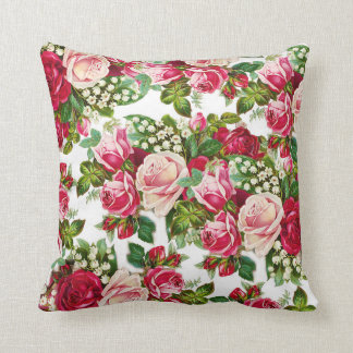 Coussin Fleur vintage rouge rouge rose pâle