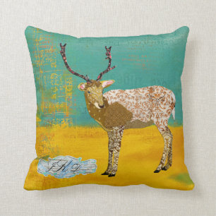 Coussin fleuri turquoise d'or de Mojo de