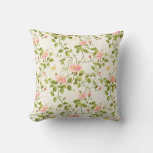 Coussin Fleurissement Élégant de Vigne Rose