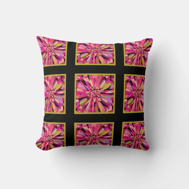 Coussin Fleurs à Plaid Confetti Rose (Recto)