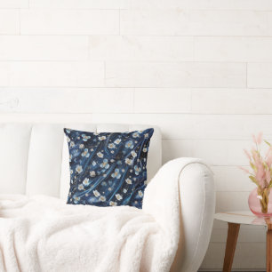 Coussin Fleurs abstraites blanches et dorées sur Simmery B