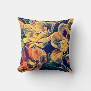 Coussin fleurs abstraites colorées nature art original
