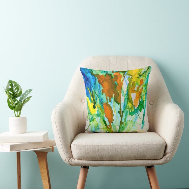 Coussin fleurs Abstraites d'aquarelle fleurie (Chaise)