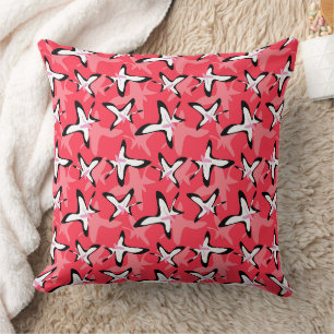 Coussin Fleurs abstraites roses noires modernes
