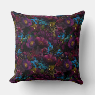 Coussin Fleurs antiques violettes baroques luxuriantes sur
