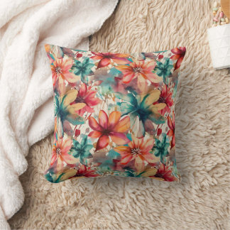 Coussin Fleurs aquarelles