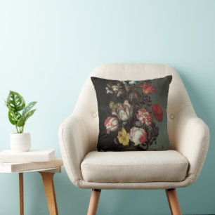 Coussin Fleurs baroques vintage par Balthasar van der Ast