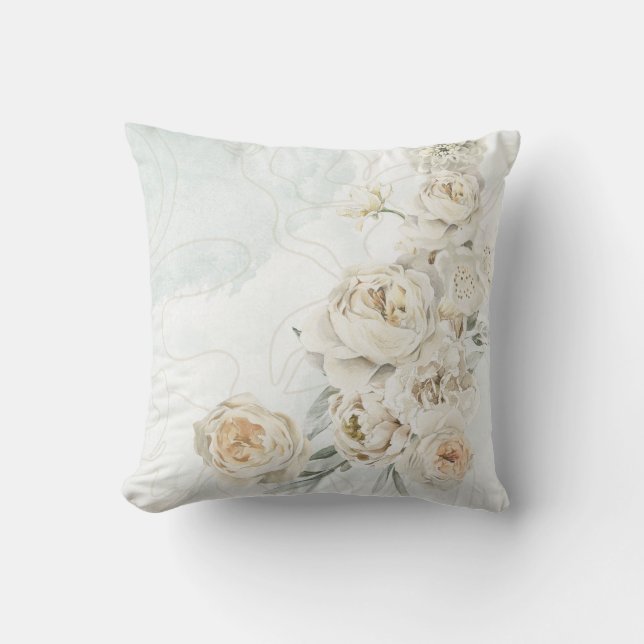 Coussin Fleurs beiges et vert clair (Recto)