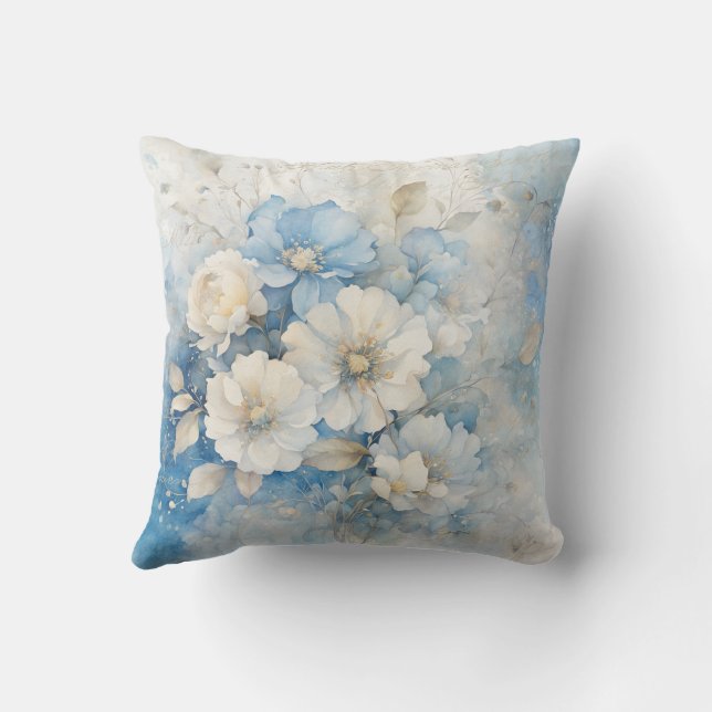 Coussin Fleurs blanches et bleues (Verso)