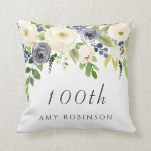 Coussin Fleurs blanches et marines femmes 100e anniversair