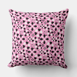 Coussin Fleurs blanches noires mignonnes