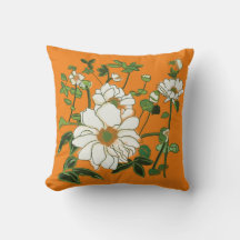 Fleurs blanches sur orange