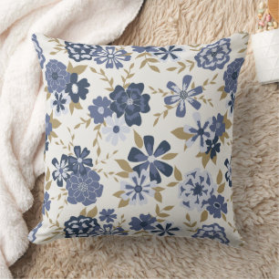 Coussin Fleurs Bleues Élégantes