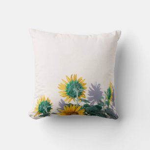Coussin Fleurs bleues et jaunes sur le mur blanc