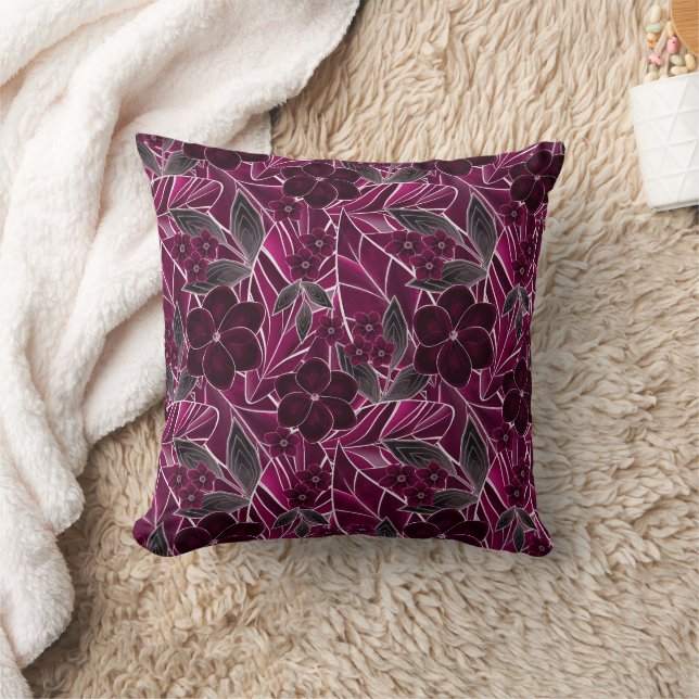 Coussin Fleurs bordeaux. (Couverture)