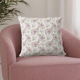 Coussin Fleurs Botaniques Pastel Fleur de Jardin Aquarelle