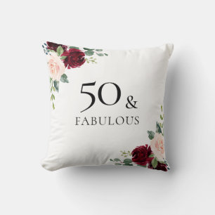 Coussin Fleurs Bourgogne rousse Fleurs femmes 50e annivers