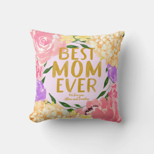 Coussin Fleurs Brillantes Personnalisées Meilleure Maman Q