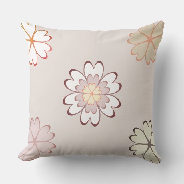 Coussin Fleurs cardiaques modernes sur beige clair (Recto)
