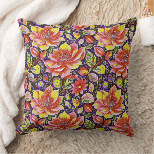 Coussin Fleurs Colorées - Conception de motif floral vibra