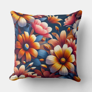 Coussin Fleurs Colorées et Pétales Luxuriants