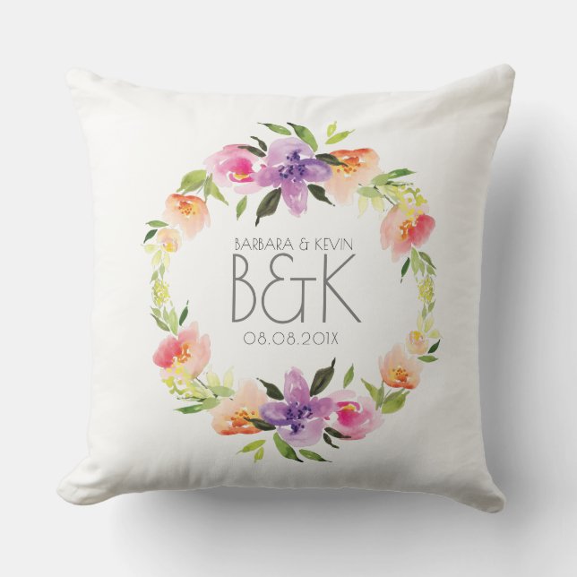 Coussin Fleurs colorées Mariage Wreath (Recto)