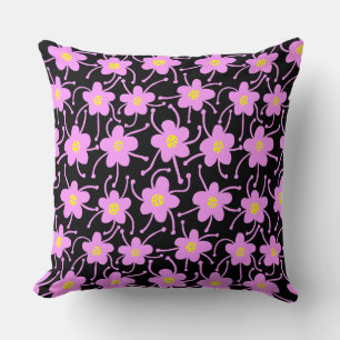 Coussin Fleurs concurrentes - Violet clair et Jaune sur no