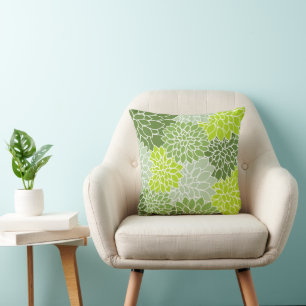Coussin Fleurs Dahlia, Motif De Fleurs, Dahlia Verte