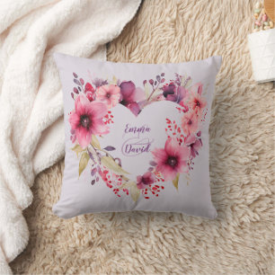 Coussin Fleurs d'amour Noms personnalisés Saint Valent