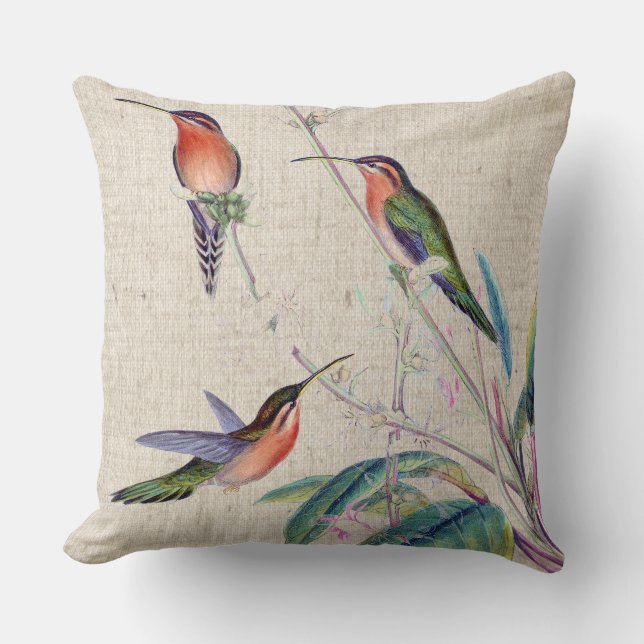 Coussin Fleurs d'animaux de faune d'oiseaux de colibri (Recto)