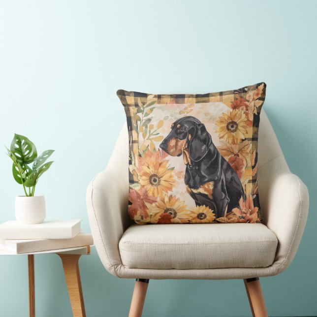 Coussin Fleurs d'aquarelle de automne de Chien Coonhoun no (Chaise)