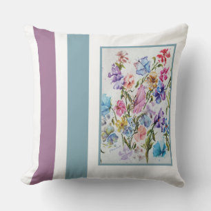 Coussin Fleurs d'aquarelle et papillons