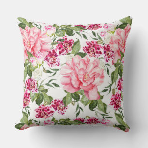 Coussin Fleurs d'aquarelle florale Orchidées de pivoines R