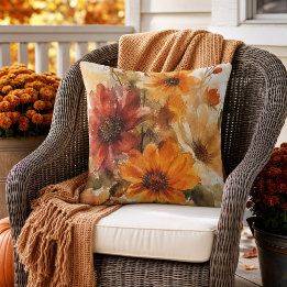Coussin Fleurs d'automne aquarelle