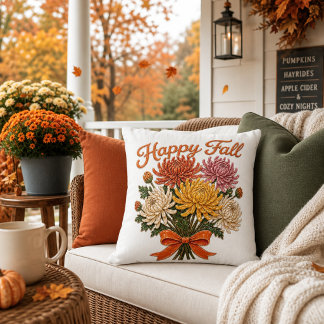 Coussin Fleurs d'automne élégantes et joyeuses Chrysanthèm
